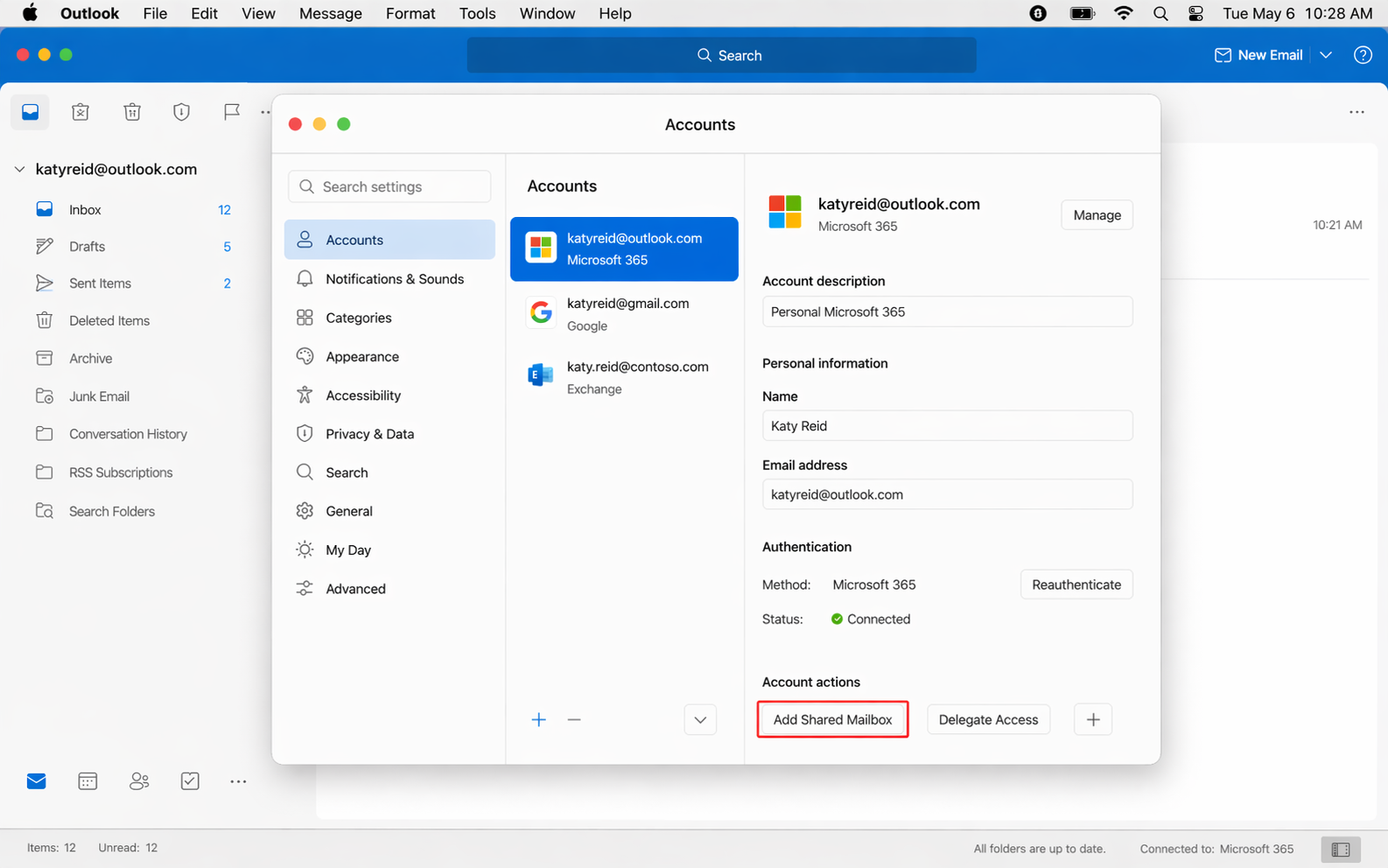 Add the Shared Mailbox